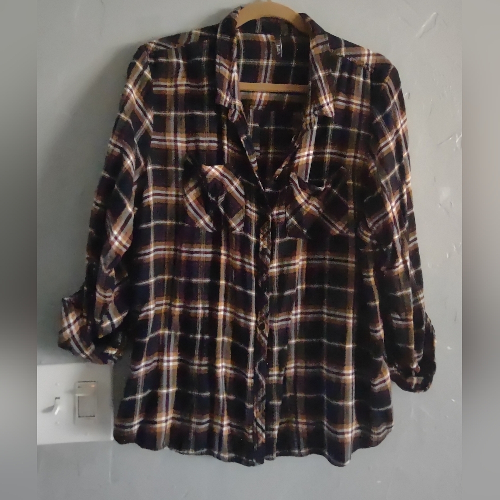 Plaid Button Down Shirt for Women